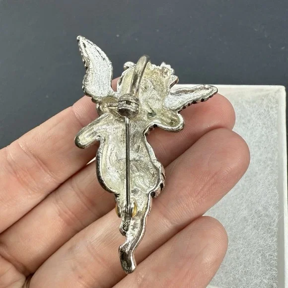 SILVER TONE SLIDE PENDANT PIN CHERUB ANGEL CUPID'S BOW ARROW SCARF CLIP NEW - Picture 5 of 8